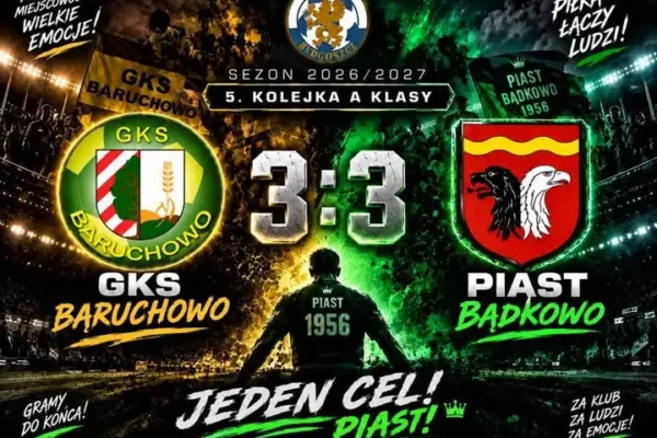 Remis 3:3 w Baruchowie. Piast Bądkowo walczył w ośmiu, trener wszedł na boisko