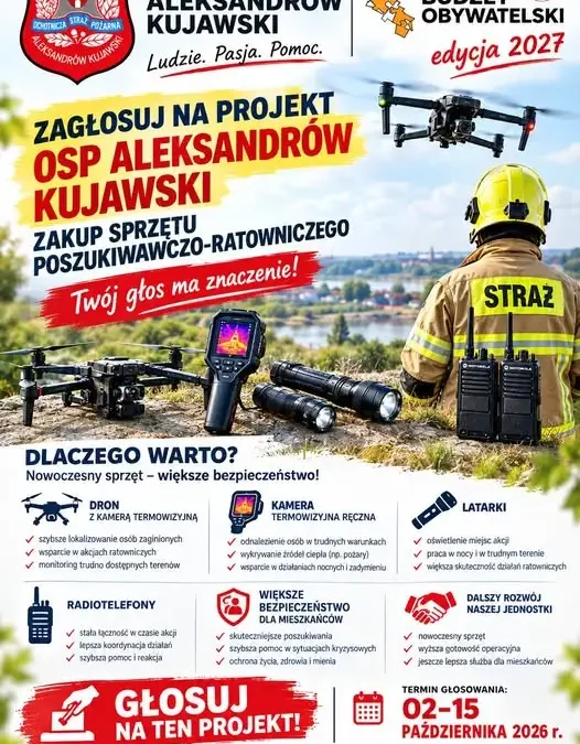 OSP Aleksandrów Kujawski walczy o sprzęt do poszukiwań w Budżecie Obywatelskim 2027