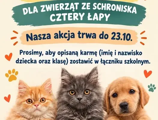 Uczniowie SP3 w Ciechocinku zbierają karmę dla zwierząt
