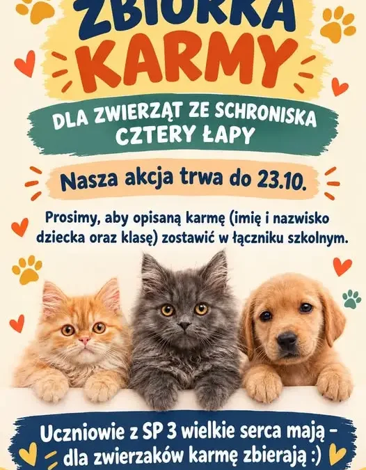 Uczniowie SP3 w Ciechocinku zbierają karmę dla zwierząt