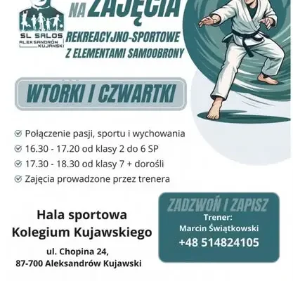 Aleksandrów Kujawski: zapisy na zajęcia sportowe z elementami samoobrony dla dzieci i młodzieży