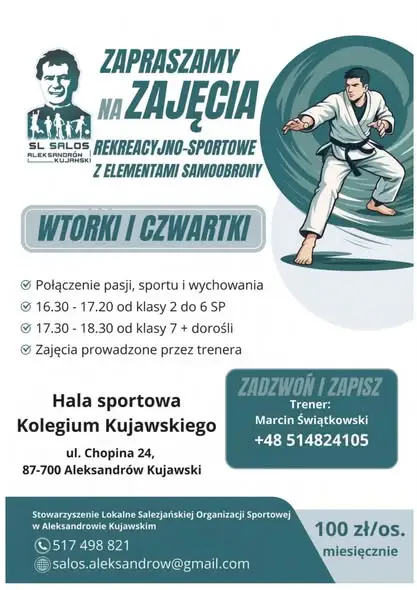 Aleksandrów Kujawski: zapisy na zajęcia sportowe z elementami samoobrony dla dzieci i młodzieży
