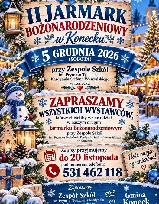 II Jarmark Bożonarodzeniowy w Konecku – trwają zapisy dla wystawców