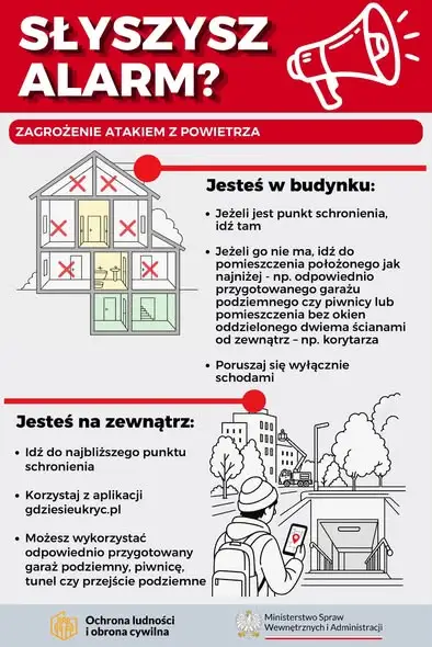 Alarm powietrzny – jak się zachować? Instrukcja MSWiA