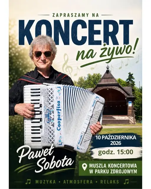 Koncert akordeonowy w Ciechocinku – Paweł Sobota wystąpi w Muszli Koncertowej