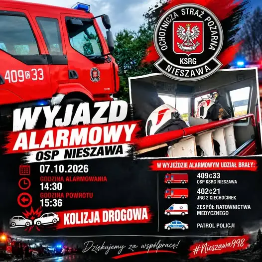 Kolizja drogowa w Nieszawie – interweniowali strażacy z OSP KSRG Nieszawa