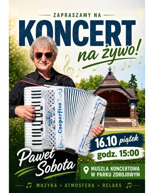 Koncert akordeonowy Pawła Soboty w Ciechocinku – 16 października