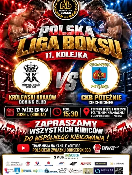 CKB Potężnie Ciechocinek jedzie do Krakowa na 11. kolejkę Polskiej Ligi Boksu