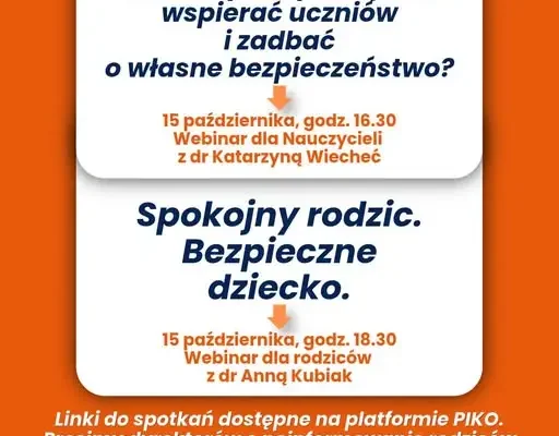 Dwa webinary o bezpieczeństwie dzieci i młodzieży już 15 października