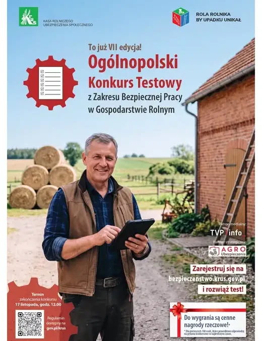 Rusza VII Ogólnopolski Konkurs Testowy KRUS – „Rola rolnika, by upadku unikał”