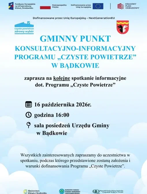 Spotkanie informacyjne o programie „Czyste Powietrze” w Bądkowie