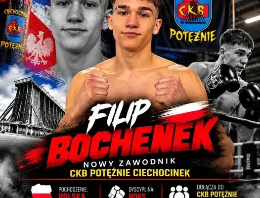 Filip Bochenek z udanym debiutem w Polskiej Lidze Boksu dla CKB Potężnie Ciechocinek