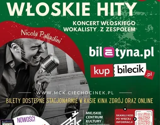 Włoskie hity zabrzmią w Ciechocinku – koncert Nicoli Palladiniego już 18 listopada