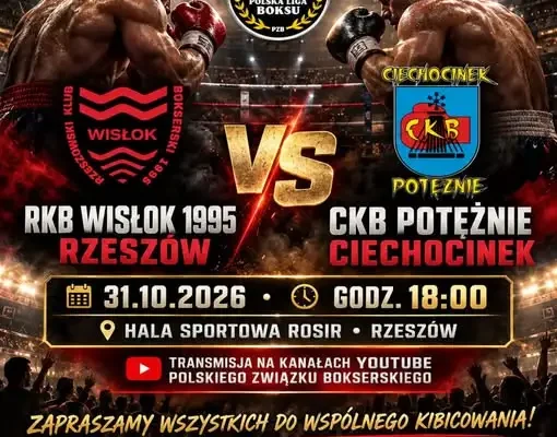 CKB Potężnie Ciechocinek walczy w Rzeszowie. 12. kolejka Polskiej Ligi Boksu