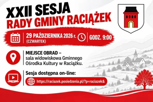 XXII Sesja Rady Gminy Raciążek – 29 października 2026